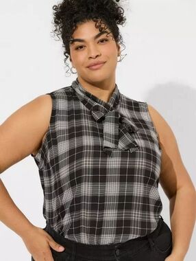 Torrid Georgette Tie Neck Sleeveless Blouse